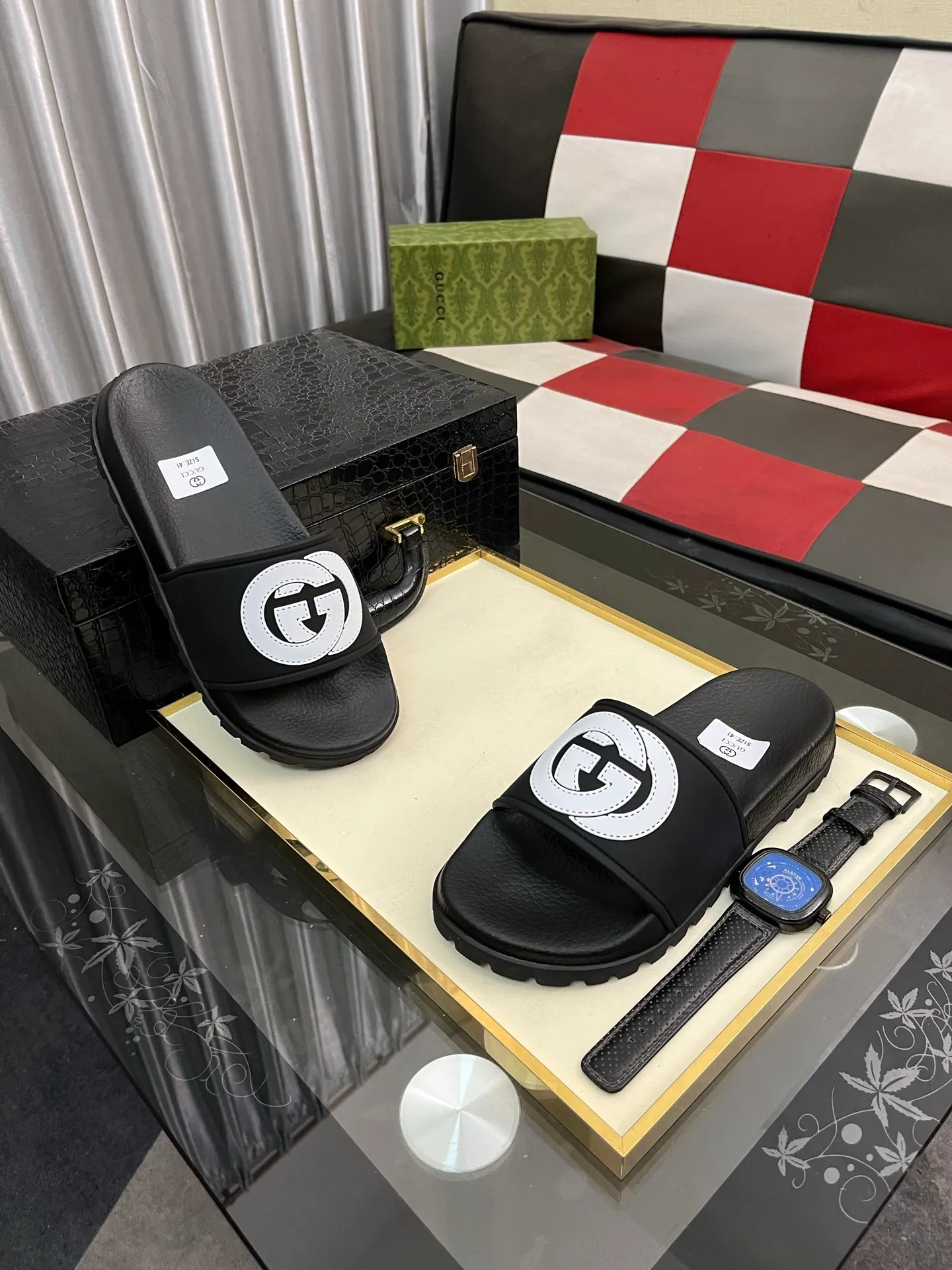 Men's men's shoes💰260⌚️⌚️ＧＵＣＣＩ.Gucci.Official website 1:1 popular slippers hot sale! Original original material 🩴 SIZE: 38-46 (45.46 non-refundable)